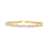 5.48ct 14k Yellow Gold Diamond Baguette Bangle